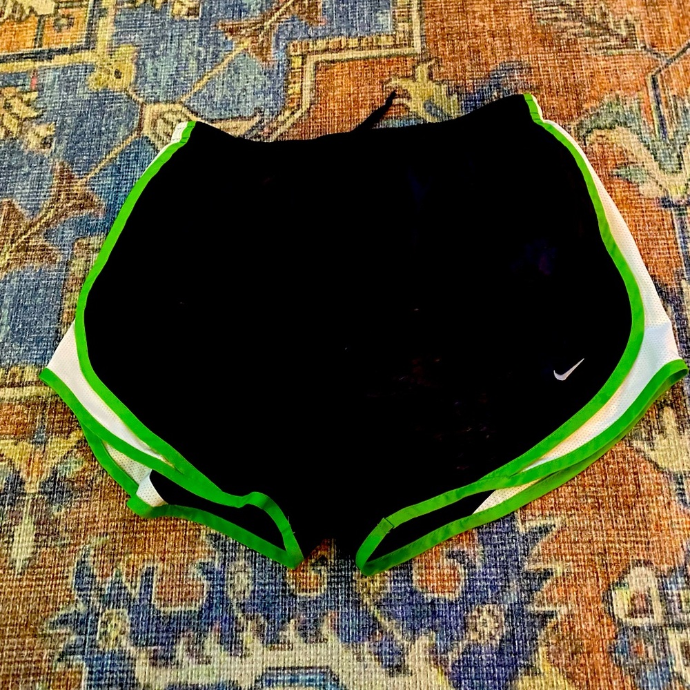 Nike tempo shorts in dark grey and lime green size M